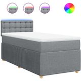 vidaXL Boxspringbett mit Matratze Hellgrau 80x200 cm Stoff