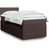 vidaXL Boxspringbett mit Matratze Dunkelbraun 90x190 cm Stoff