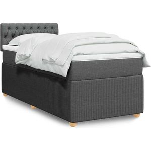 vidaXL Boxspringbett mit Matratze Dunkelgrau 90x190 cm Stoff