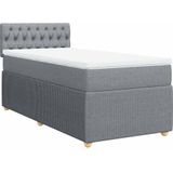 vidaXL Boxspring met matras stof lichtgrijs 90x200 cm