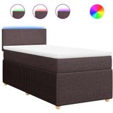 vidaXL - Boxspring - met - matras - stof - donkerbruinx200 - cm