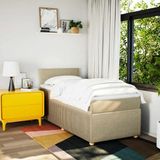 vidaXL Boxspring met matras stof crèmekleurig 100x200 cm