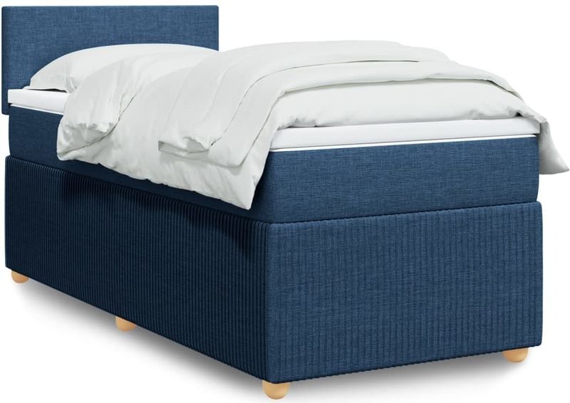 Vidaxl - Boxspringbett mit Matratze Blau 100x200 cm Stoff