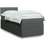 vidaXL Boxspringbett mit Matratze Dunkelgrau 100x200 cm Stoff