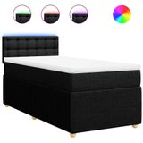 vidaXL Boxspring met matras stof zwart 100x200 cm