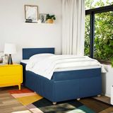 vidaXL Boxspring met matras stof blauw 120x200 cm