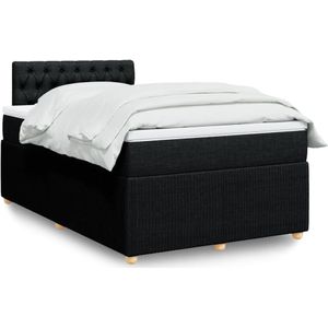 vidaXL Boxspringbett mit Matratze Schwarz 120x200 cm Stoff