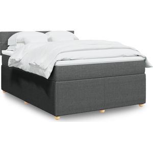 vidaXL Boxspringbett mit Matratze Dunkelgrau 140x190 cm Stoff