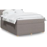 vidaXL - Boxspring - met - matras - stof - taupe - 140x200 - cm