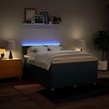vidaXL Boxspring met matras stof blauw 140x200 cm
