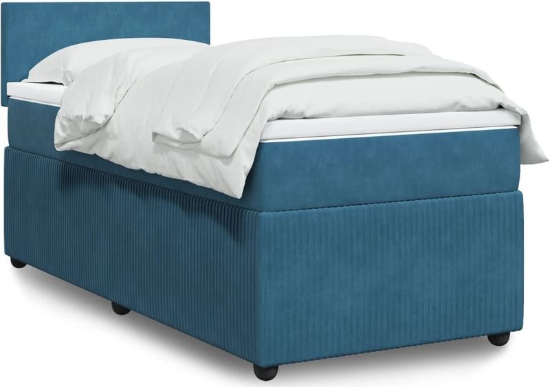 Vidaxl - Boxspringbett mit Matratze Blau 90x200 cm Samt
