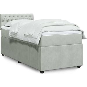 vidaXL Boxspringbett mit Matratze Hellgrau 100x200 cm Samt