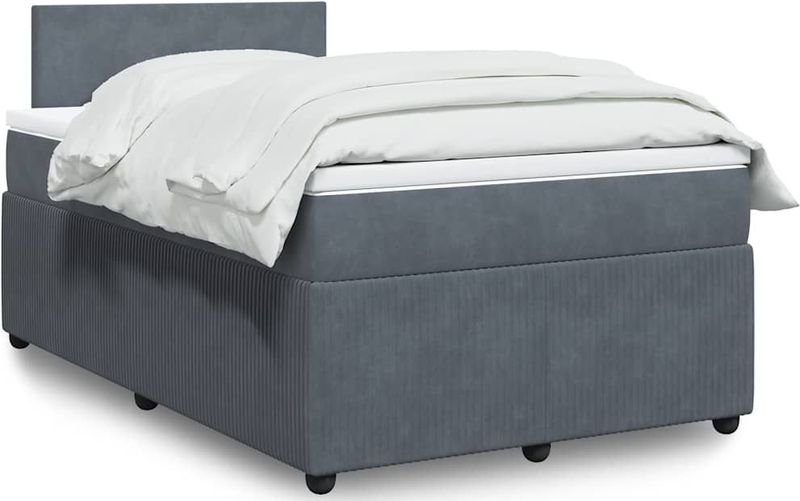 vidaXL - Boxspring - met - matras - fluweel - donkergrijsx190 - cm