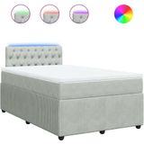 vidaXL - Boxspring - met - matras - fluweel - lichtgrijs - 120x190 - cm