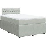 vidaXL - Boxspring - met - matras - fluweel - lichtgrijs - 120x190 - cm