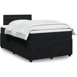 vidaXL - Boxspring - met - matras - fluweel - zwart - 120x190 - cm