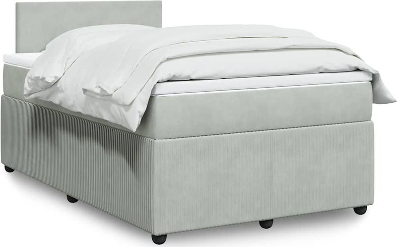 vidaXL - Boxspring - met - matras - fluweel - lichtgrijsx200 - cm