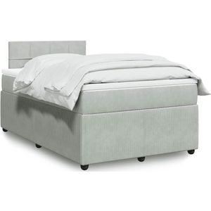 vidaXL Boxspring met matras fluweel lichtgrijs 120x200 cm