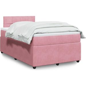 vidaXL Boxspring met matras fluweel roze 120x200 cm