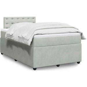 vidaXL Boxspring met matras fluweel lichtgrijs 120x200 cm