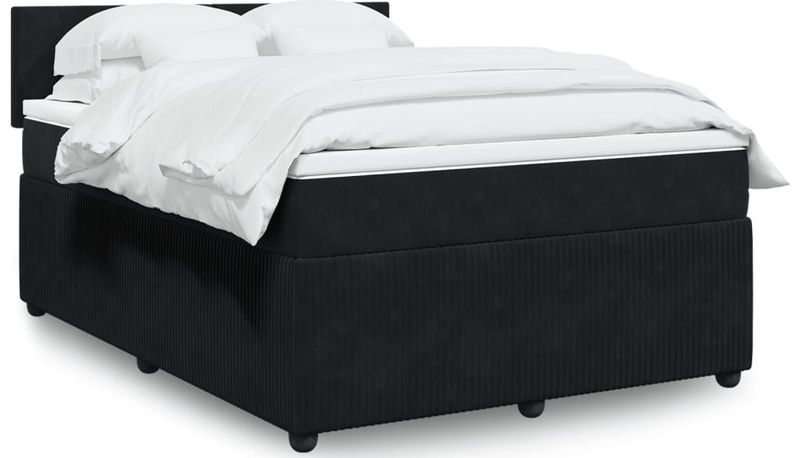 vidaXL Boxspringbett mit Matratze Schwarz 140x190 cm Samt