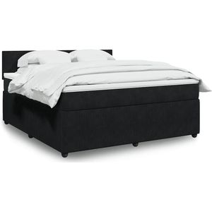 vidaXL Boxspringbett mit Matratze Schwarz 180x200 cm Samt