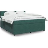 vidaXL Boxspring met matras fluweel donkergroen 180x200 cm