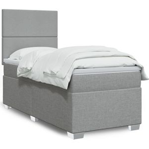 vidaXL Boxspringbett mit Matratze Hellgrau 80x200 cm Stoff
