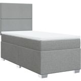 vidaXL - Boxspring - met - matras - stof - lichtgrijsx200 - cm