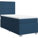 vidaXL - Boxspring - met - matras - stof - blauwx200 - cm