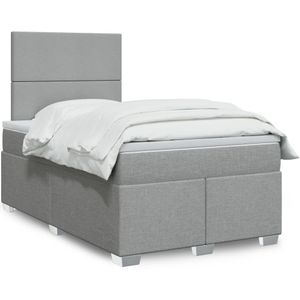vidaXL Boxspring met matras stof lichtgrijs 120x200 cm