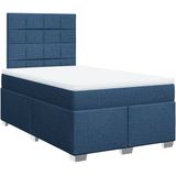 vidaXL Boxspring met matras stof blauw 120x200 cm