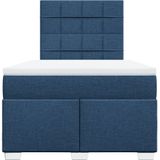 vidaXL Boxspring met matras stof blauw 120x200 cm