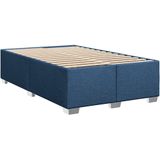 vidaXL Boxspring met matras stof blauw 120x200 cm