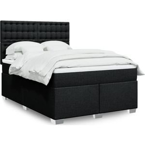 vidaXL - Boxspring - Zwart - Stof - 140x200 cm