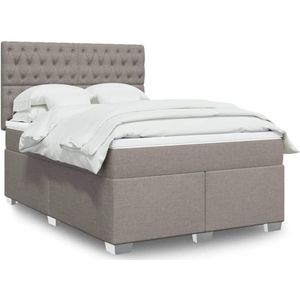 Vidaxl - Boxspringbett mit Matratze Taupe 160x200 cm Stoff