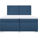 vidaXL Boxspringbett mit Matratze Blau 200x200 cm Stoff