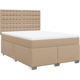 vidaXL Boxspringbett Matratze Cappuccino-Braun 140x190cm Kunstleder