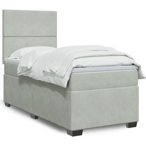 vidaXL - Boxspring - met - matras - fluweel - lichtgrijsx200 - cm
