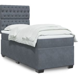 vidaXL Boxspringbett mit Matratze Dunkelgrau 80x200 cm Samt