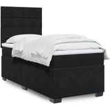 vidaXL - Boxspring - met - matras - fluweel - zwart - 90x190 - cm