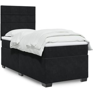 vidaXL Boxspringbett mit Matratze Schwarz 90x190 cm Samt