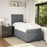 Vidaxl - Boxspringbett mit Matratze Dunkelgrau 90x190 cm Samt
