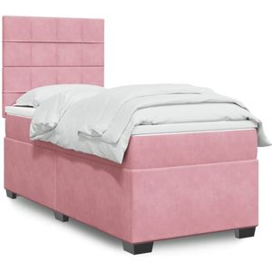 vidaXL - Boxspring - Fluweel - Roze - Inclusief Pocketveringmatras