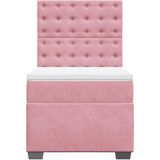 vidaXL - Boxspring - met - matras - fluweel - roze - 100x200 - cm