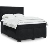 vidaXL Boxspringbett mit Matratze Schwarz 140x190 cm Samt