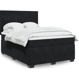 vidaXL Boxspringbett mit Matratze Schwarz 140x190 cm Samt