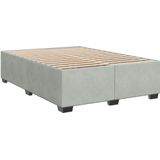 vidaXL - Boxspring - met - matras - fluweel - lichtgrijs - 140x200 - cm