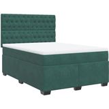 Vidaxl - Boxspringbett mit Matratze Dunkelgrün 160x200 cm Samt