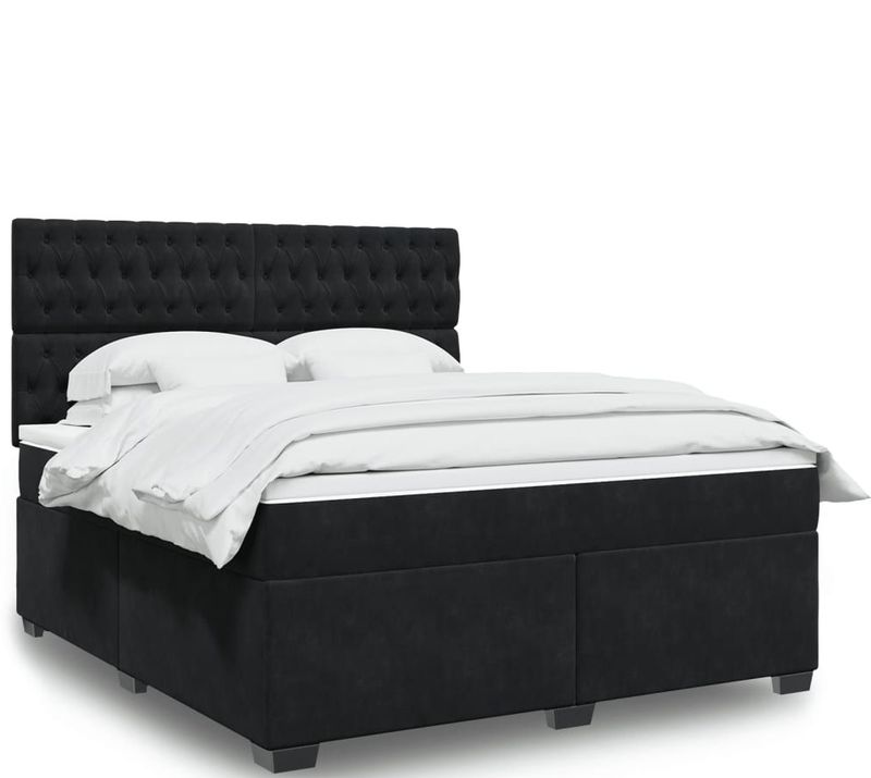 Vidaxl - Boxspringbett mit Matratze Schwarz 180x200 cm Samt